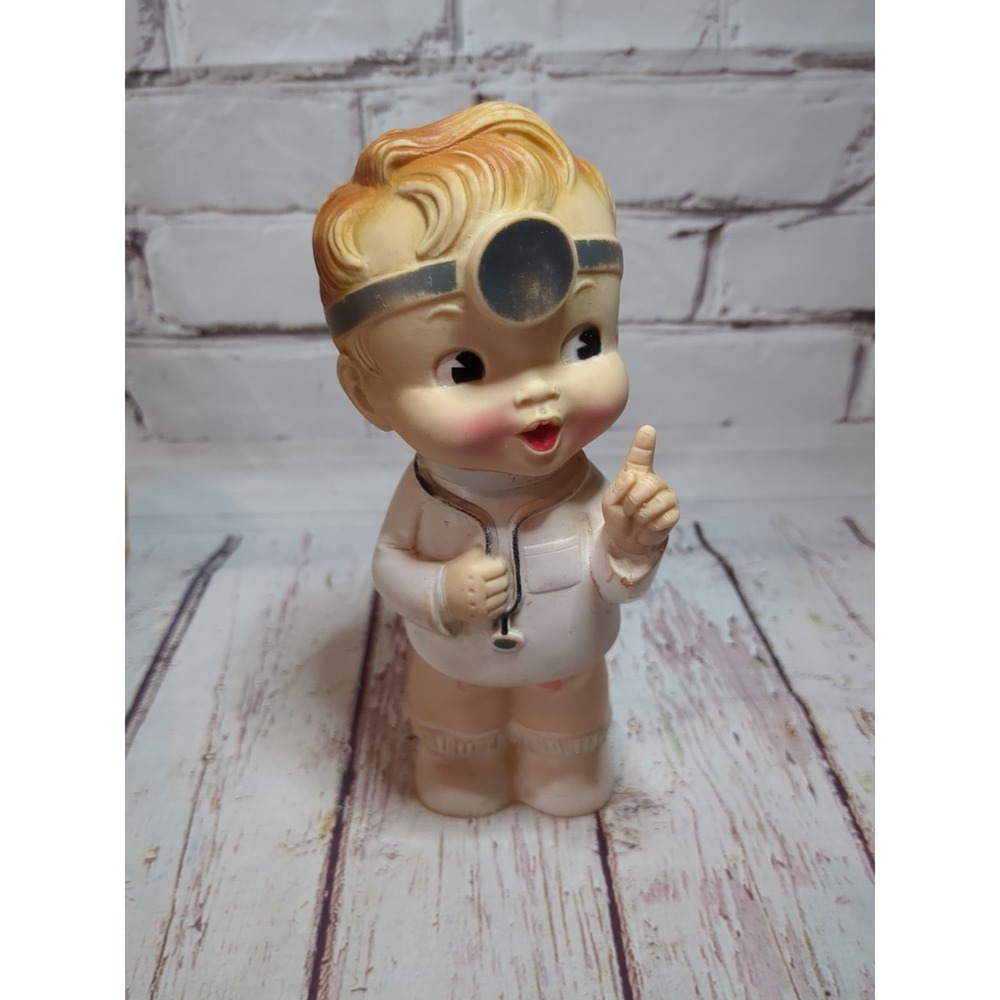 Vintage 50s Toy Lot Of 3 Ideal Toys Teddy Bear, Sun Rubber Doll & Squeaker Doll - Picture 9 of 11